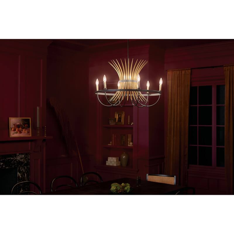 Kichler Lighting Baile 29 inch 6-Light Chandelier Natural Brass and Black