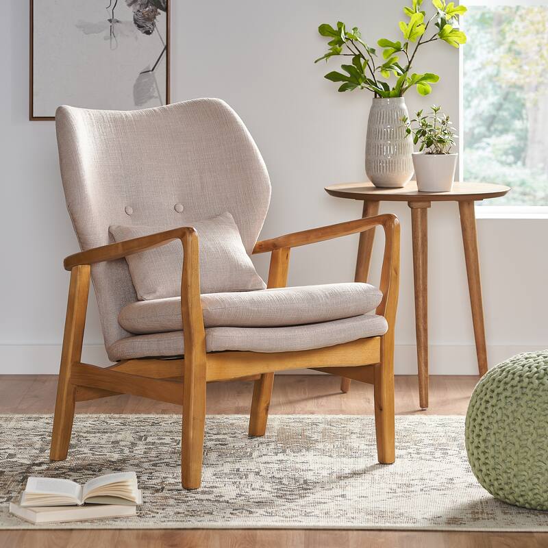 Modern 26.25" Upholstered Button Tufted Club Chair with Wood Legs for Living Room