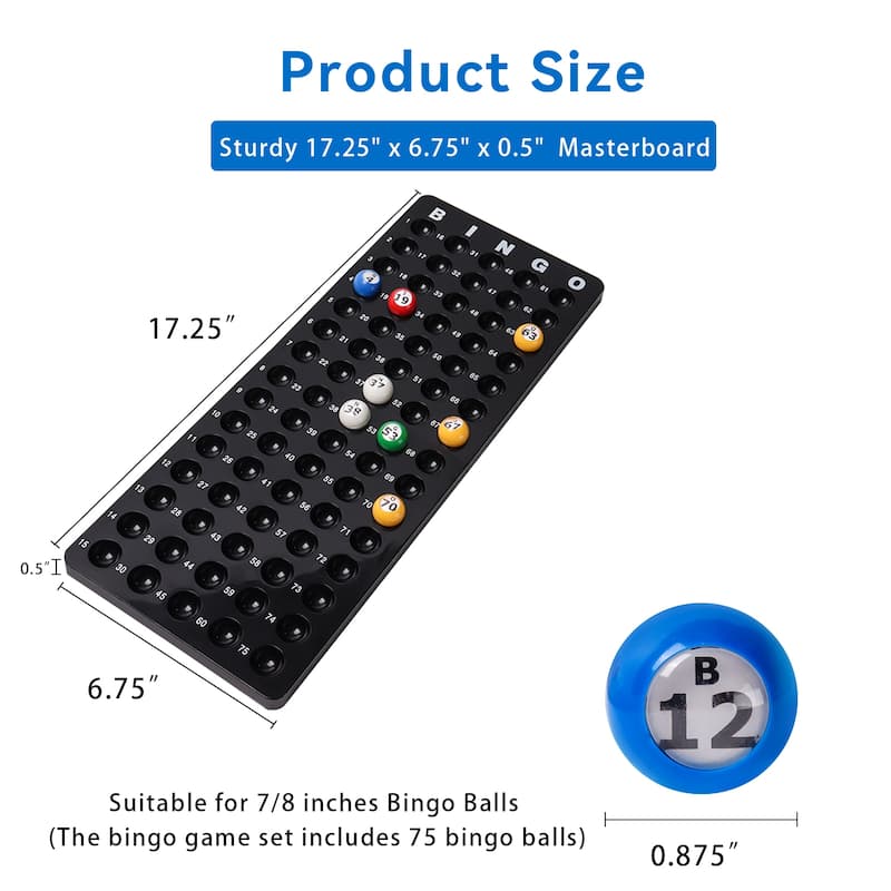 GSE™ Bingo Game Master Board & 7/8" Multi-Color Plastic Bingo Balls Set for Bingo Cage Game