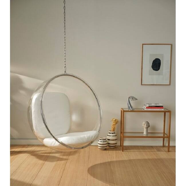 Hanging Clear Transparent Modern Bubble Chair - Silver