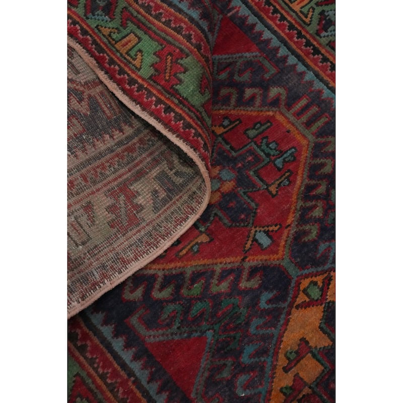 Hand Knotted Oriental 100% Wool Carpet Traditional Tribal Navy Blue & Blues Ardebil Runner Rug - 10' 0'' X 3' 2''