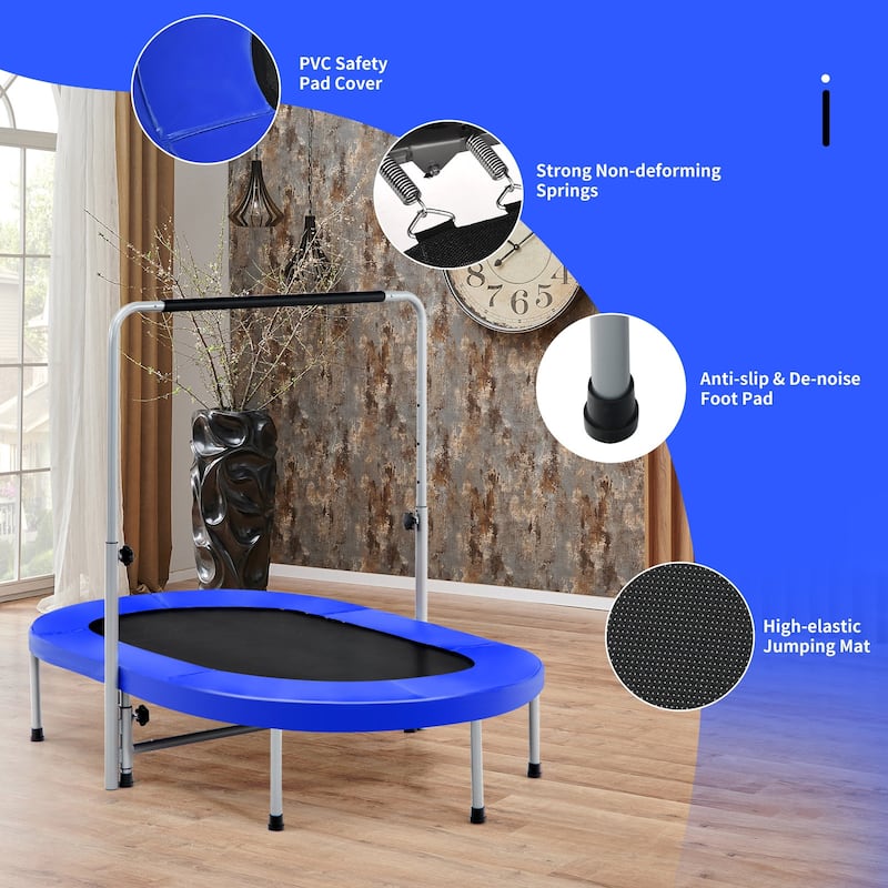 Large Dual-Person Trampoline with Foam-Padded Handle and Sturdy Steel Frame Fun Jumping for Kids