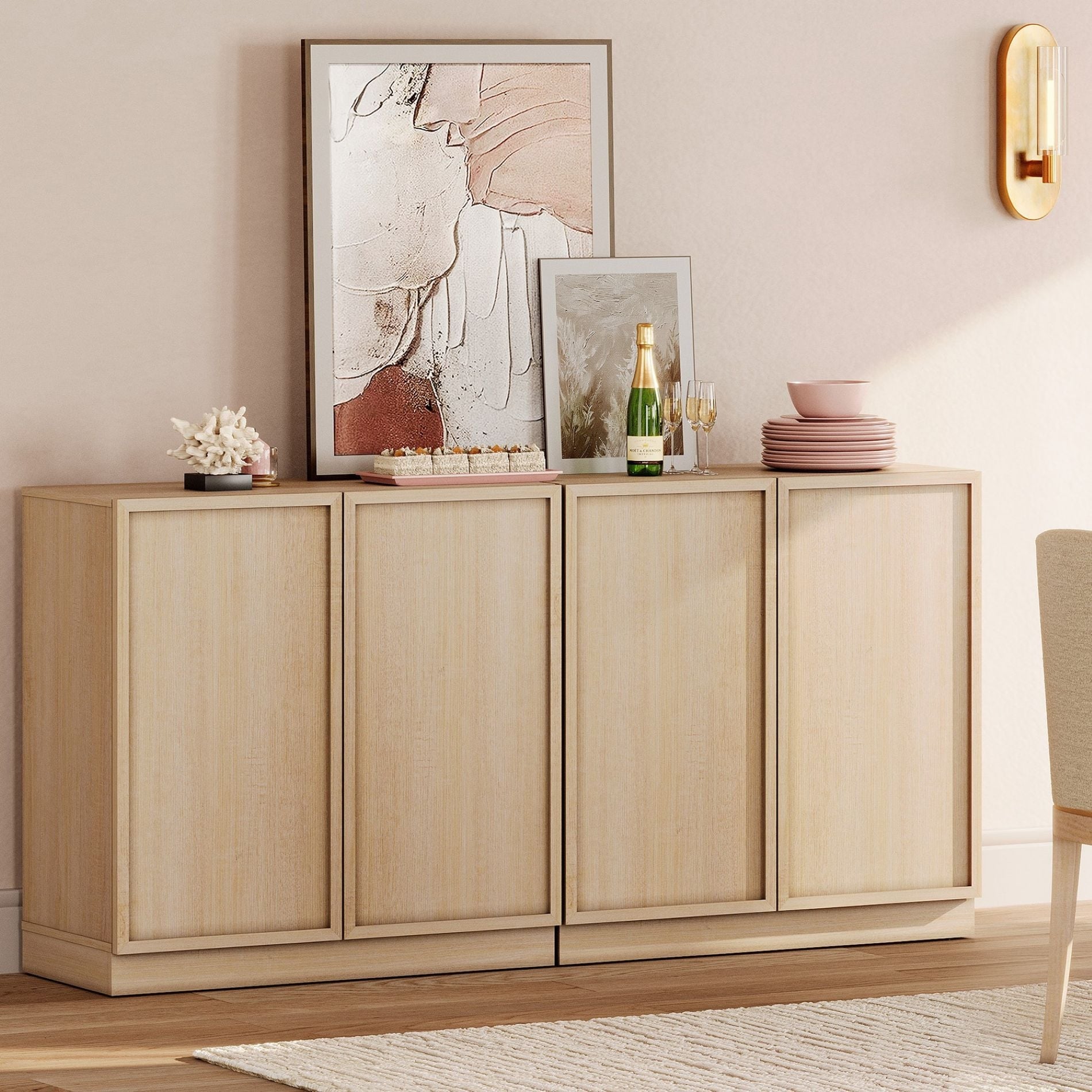 WAMPAT 31.5 Modern Sideboard Buffet Cabinet with Large Storage and Adjustable Shelf, Coffee Bar Cabinet for Kitchen