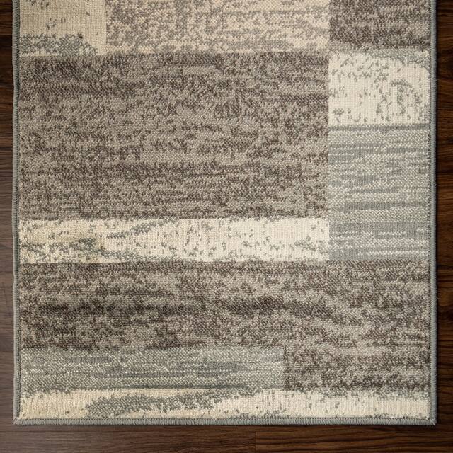 Miranda Haus Geometric Modern Patchwork Polypropylene Indoor Area Rug