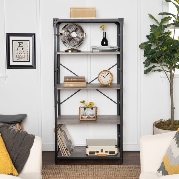 Shop Carbon Loft Minnie 64 Inch Angle Iron Bookshelf Overstock