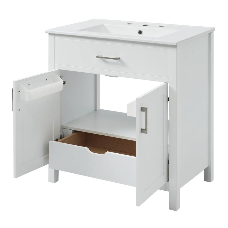 30-Inch Bathroom Vanity with Ceramic Sink and Ample Storage