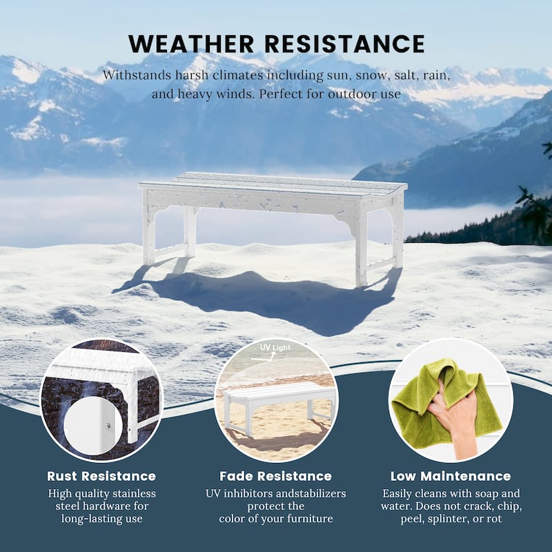Polytrends Laguna Hdpe All Weather Outdoor Patio 48" Bench