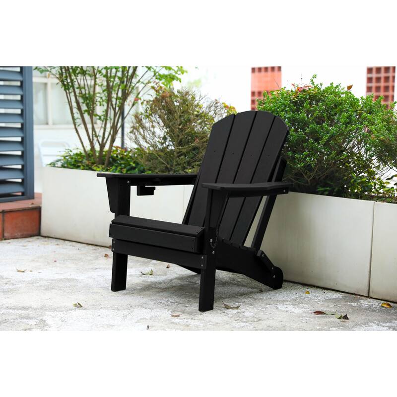 Folding Adirondack Chair with Cup Holder - Weather-Resistant & Durable