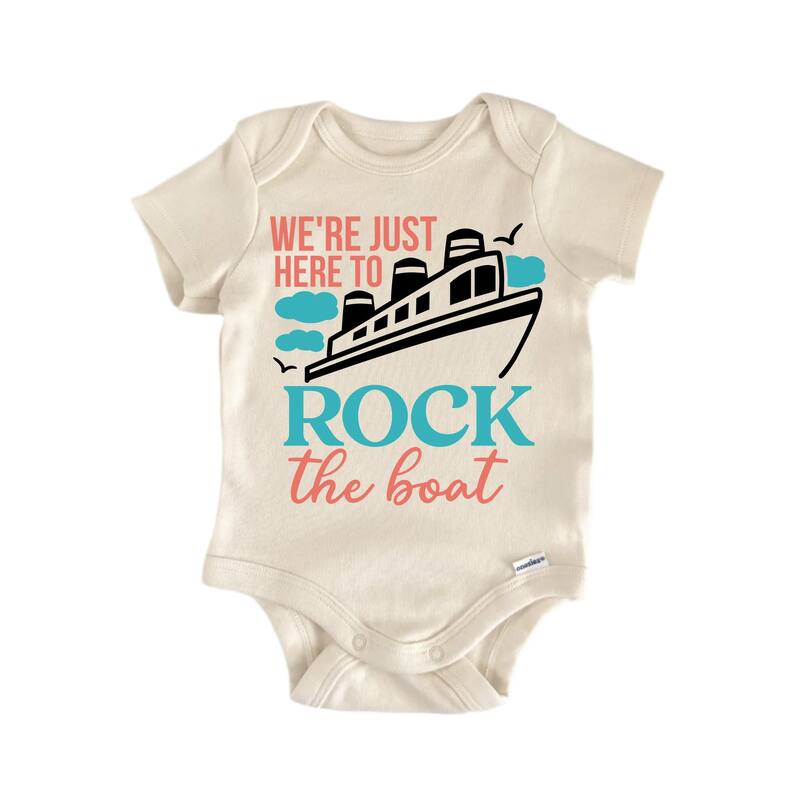 We're Just Here To Rock The Boat Cruise - Baby Boy Girl Clothes Infant Bodysuit Funny Cute - Pink - 0-3M