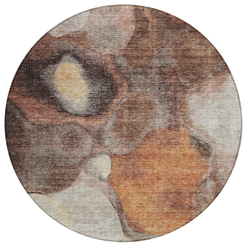 Machine Washable Indoor/ Outdoor Abstract Contemporary Chantille Rug
