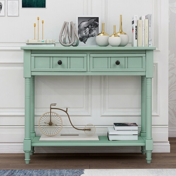 Shop Traditional Retro Blue Console Table with Two Drawers ...