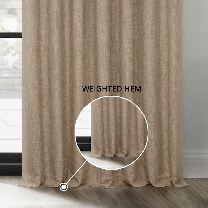Exclusive Fabrics Faux Textured Faux Linen Room Darkening Curtains for Bedroom & Living Room Curtains (1 Panel)