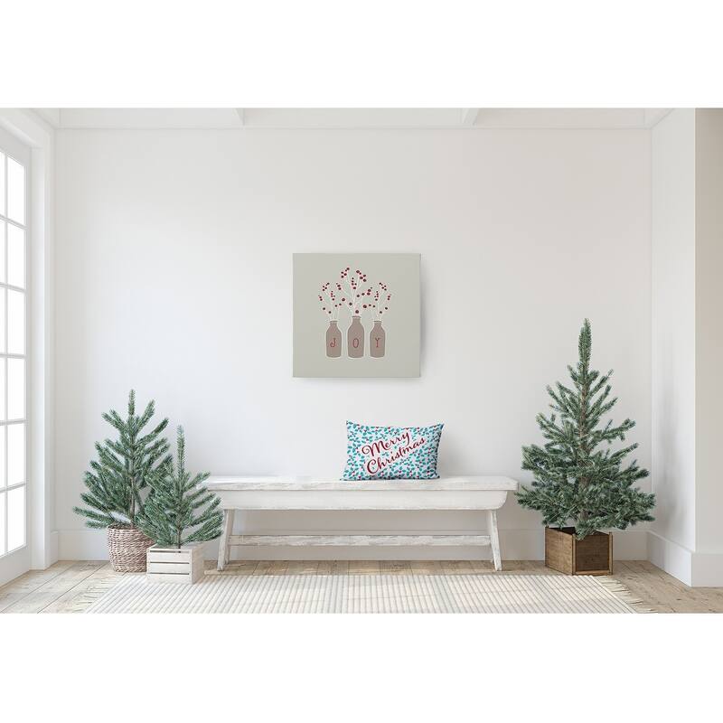 Merry Christmas with Holly Accent Pillow
