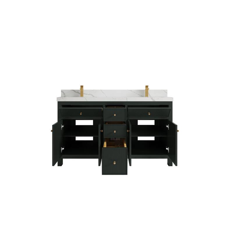 Willow Collections 60 in W x 22 in D Sonoma Free Standing Reeded Double Sink Bathroom Vanity with Countertop