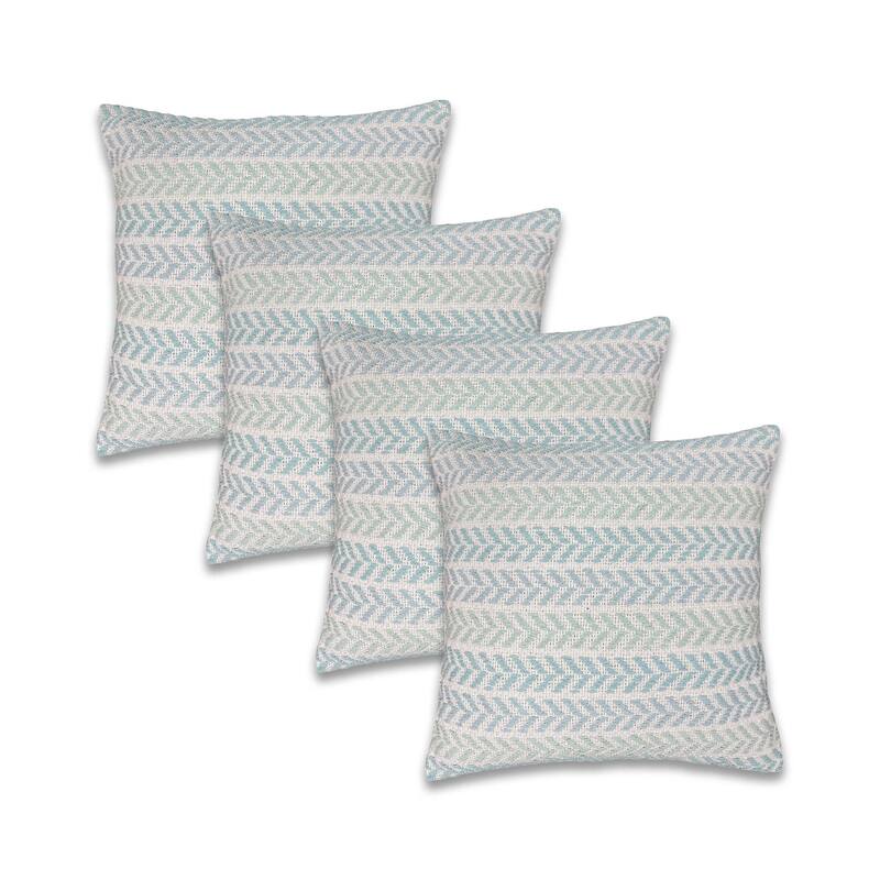 Aquila Set of 4 Coastal Chevron Cotton Throw Pillow Covers, 18" x 18", 4 PCS (Covers Only) by Sevita - Blue/Gray