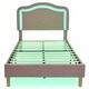 preview thumbnail 55 of 66, Velvet Upholstered Platform Bed Smart LED Bed Frame with Adjustable Height Headboard, Noise-Free Slat Support for Night's Sleep