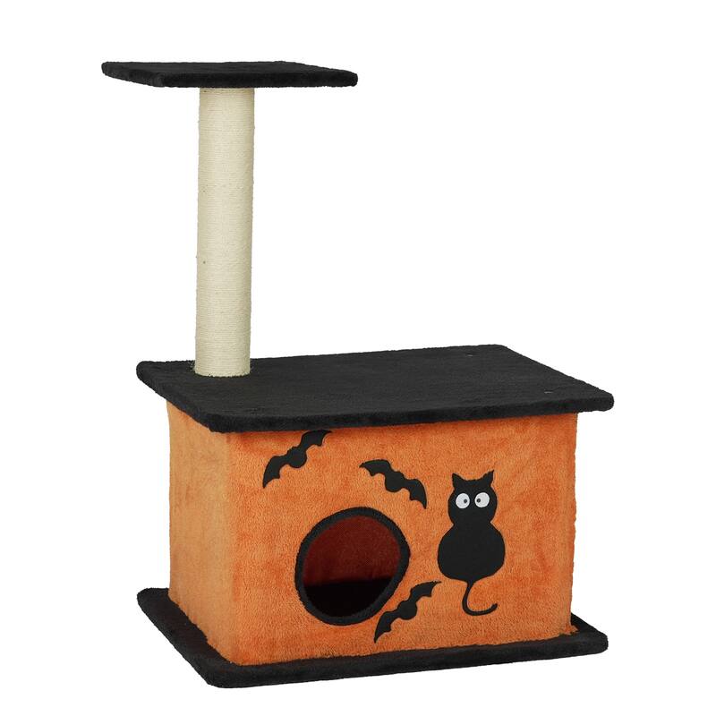33" Halloween Cat Tree with Condo, Platform & Sisal Scratching Post - 20.1 x 19.7 x 33.1 In