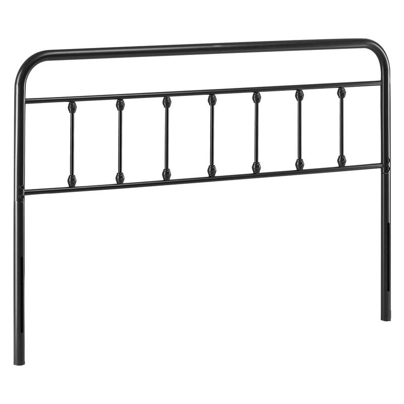Black Metal Vintage Bed Frame Queen Size Headboard with Carbon Steel Construction