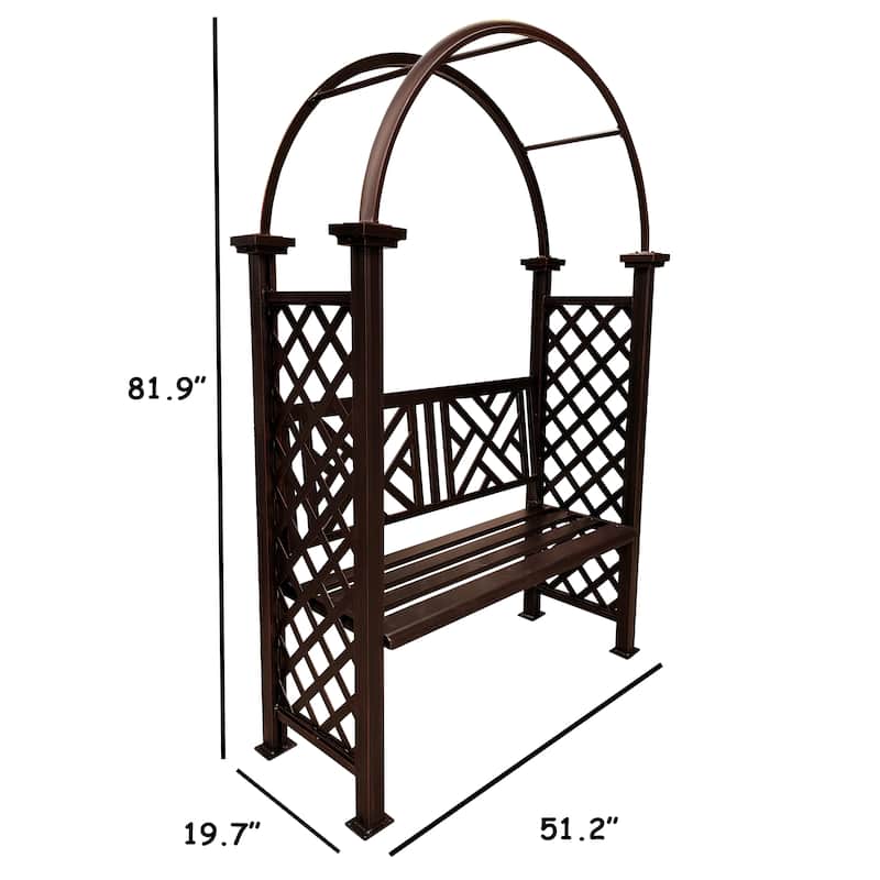 Aluminum Garden Arch with 2-Seater Bench - N/A