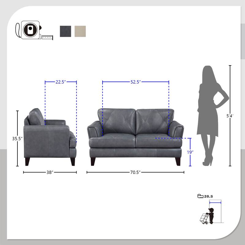 Howe 3-Piece Leather Living Room Sofa Set