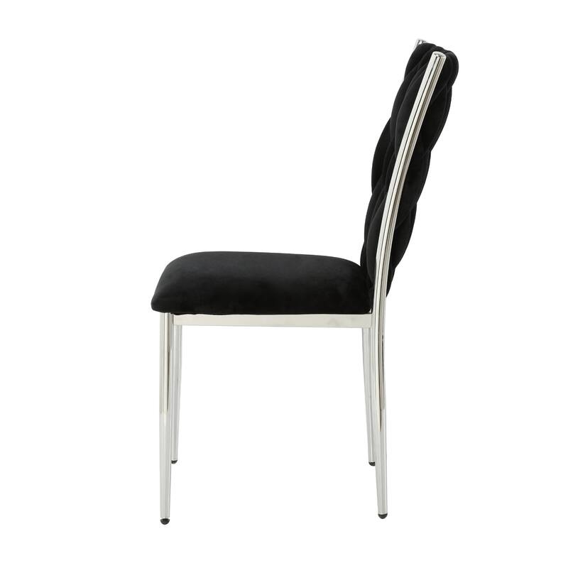 Modern Simple Velvet Dining Chair, Family Bedroom Stool Back Student Table Chair, Metal Chair Legs (Set Of 4)