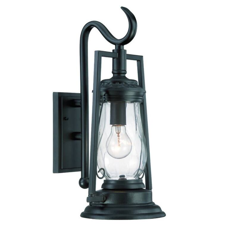 Matte Black Aluminum Outdoor Wall Lantern with Swirled Glass Hardwired LED - 10.25” x 9” x 18.5” (D x W x H)