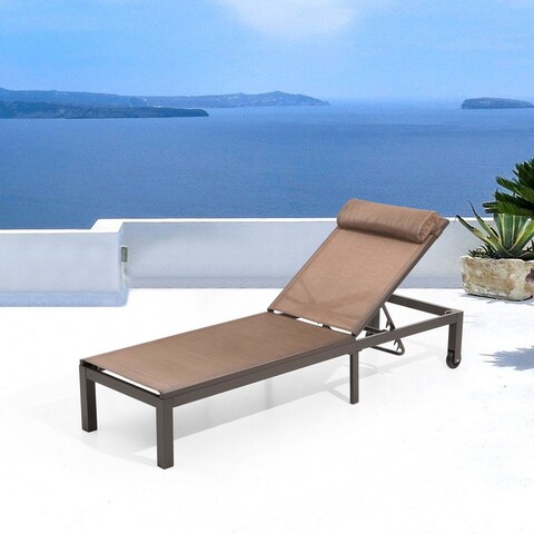 Pellebant Adjustable Outdoor Chaise Lounge Chair With Headrest - N/A