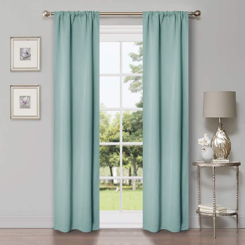 Superior Solid Machine Washable Room Darkening Semi-Blackout Curtains, Set of 2