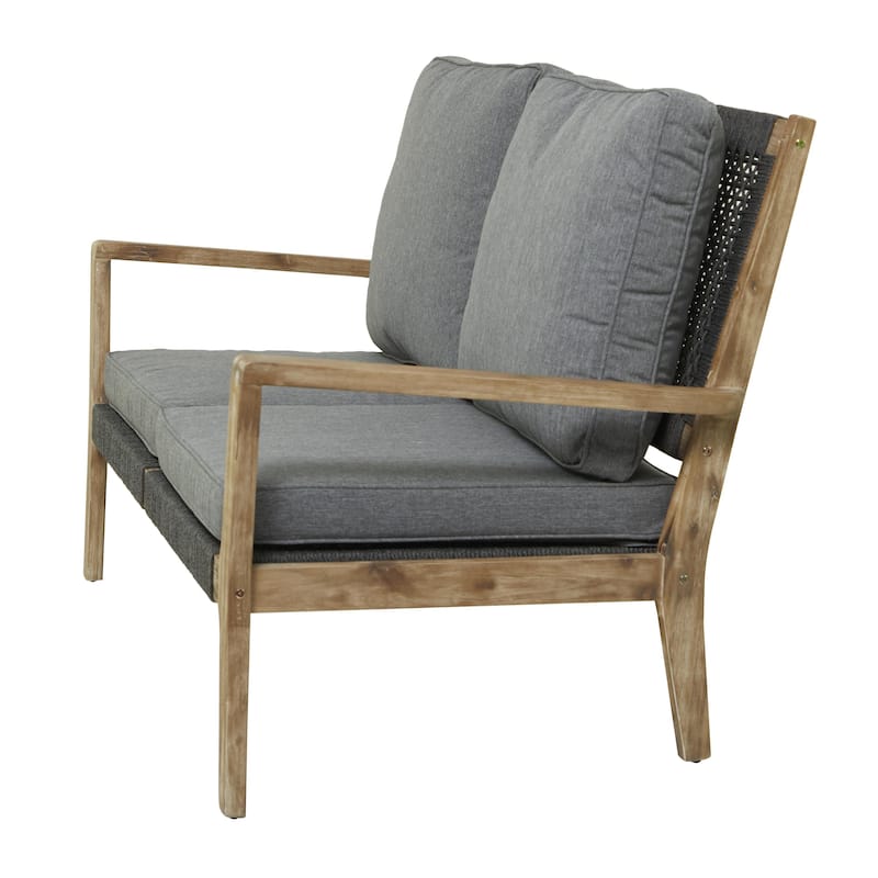 Wood Outdoor Sofa with Cushions - Dark Grey - Roche River Decor
