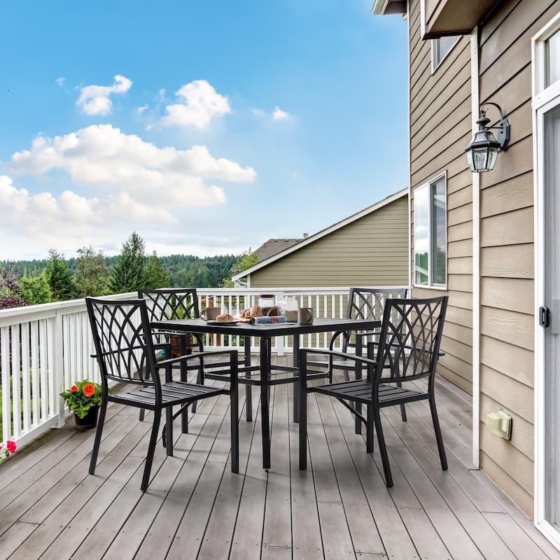 Outdoor 5-Piece Dining Set, Stackable Chairs and 37'' Table - 37 inches table