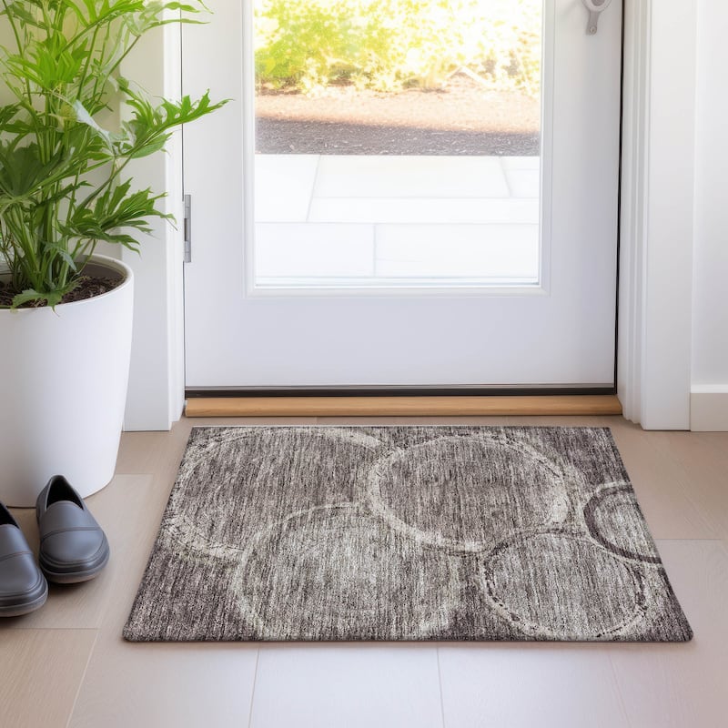Machine Washable Indoor/ Outdoor Modern Grain Chantille Rug