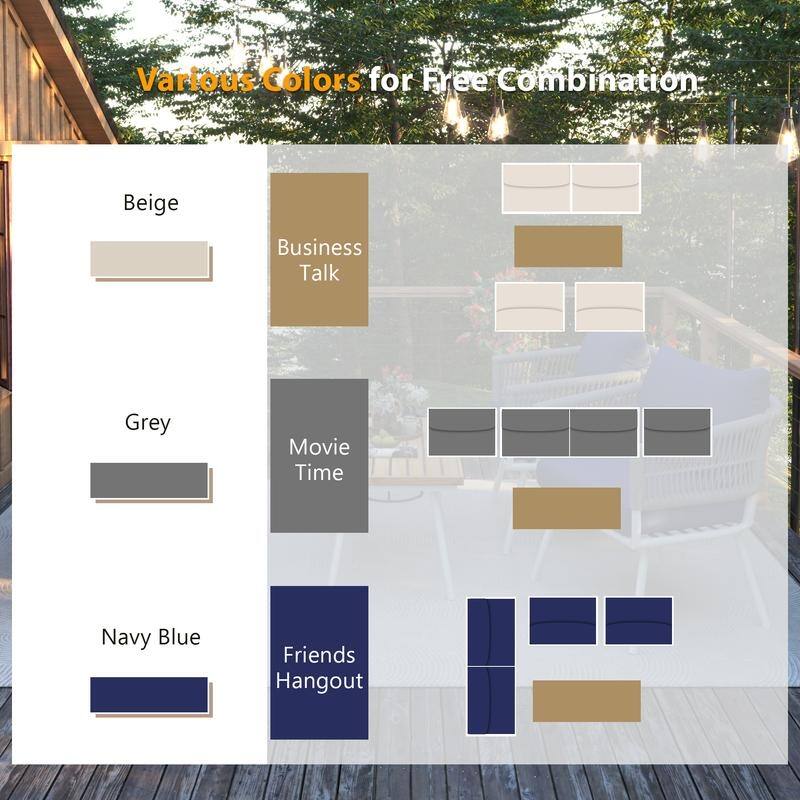 4-Piece Patio Furniture Set, Outdoor Patio Conversation Set with Cushion