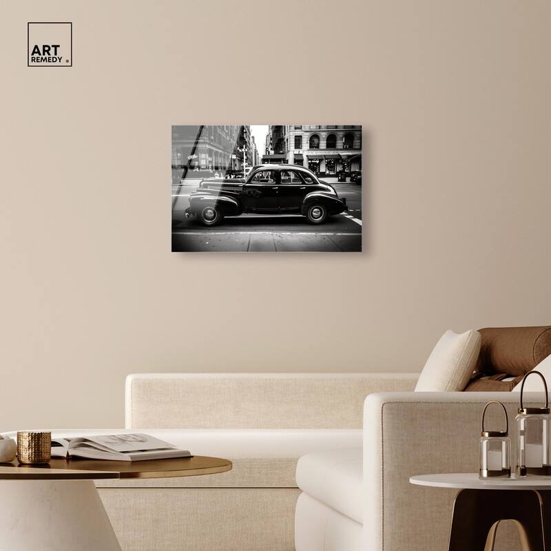 Vintage Car in New York Acrylic by Art Remedy, Ready to Hang