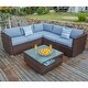 preview thumbnail 6 of 11, COSIEST 4-piece Patio Outdoor Cushioned Wicker Sectional Sofa Set Blue