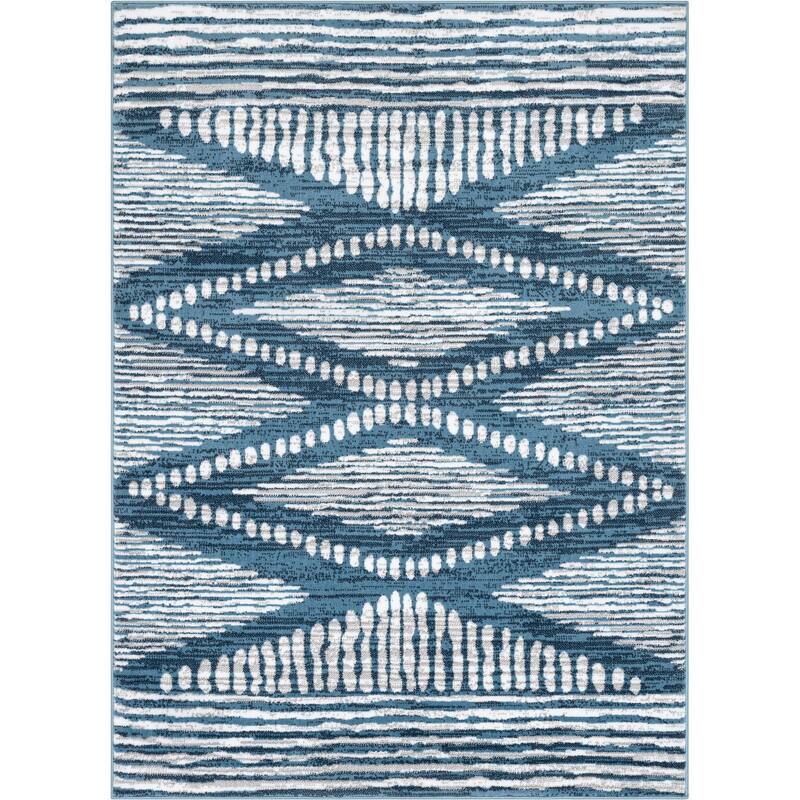 Well Woven Dulcet Aosta Tribal Diamond Pattern Area Rug - 5' 3" x 7' 3" - Light Blue - Rectangle