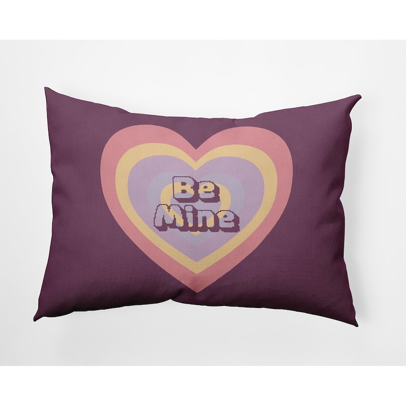Be Mine Valentines Day Decorative Throw Pillow - 14" x 20" - Muted Purple