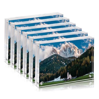 BP4U™ Magnetic Acrylic Picture Frame, Double-Sided Tabletop Picture Frame Freestanding for Desktop Display(6-Pack)