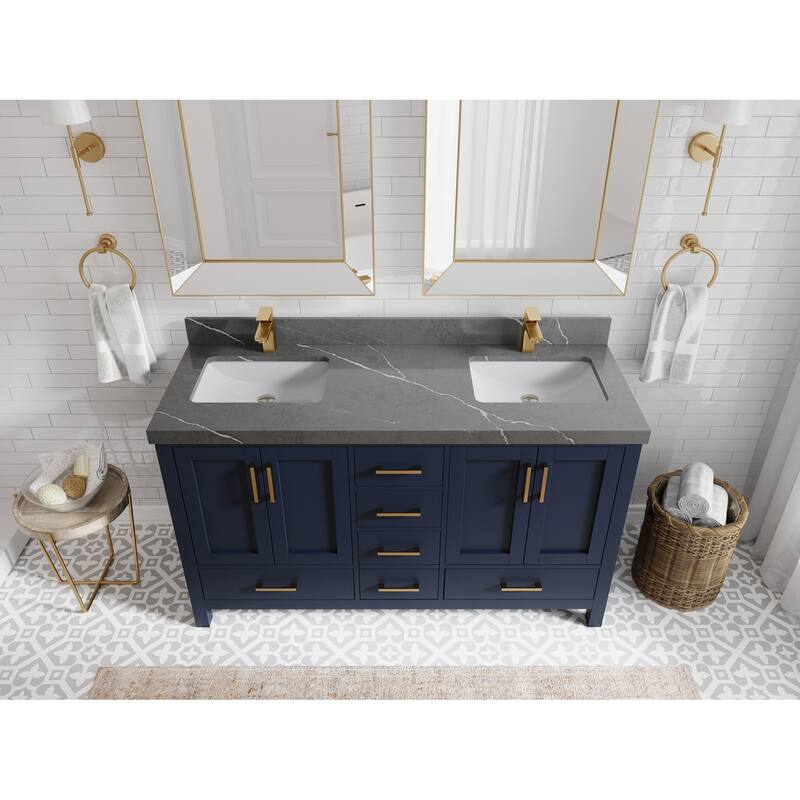 Willow Collections 60 in. W x 22 in. D Malibu Double Sink Bathroom Vanity with Countertop
