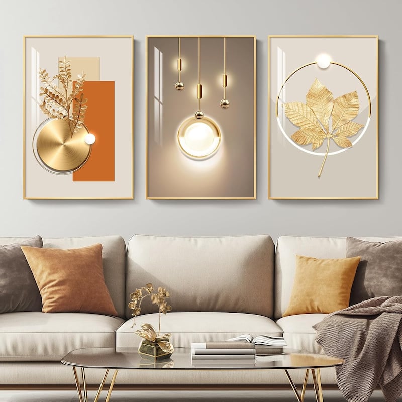 Wall Art,Golden Prints Pictures with Gold Frame