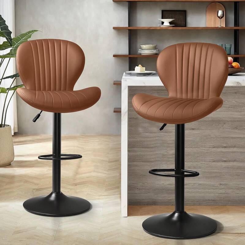 Bar Stools Set of 2,Adjustable Swivel Counter Height Bar Stools - 15.7"D x 19.6"W x 46.9"H