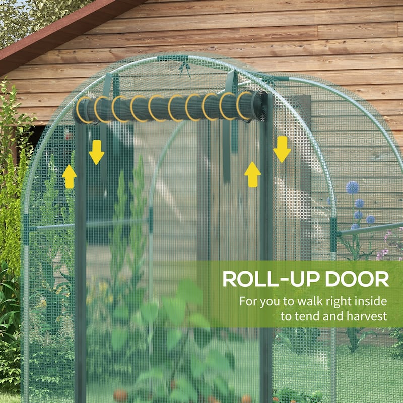 Outsunny 4' x 4' Crop Cage, Plant Protection Tent with Zippered Door and Galvanized Steel Frame, Fruit Cage Netting Cover