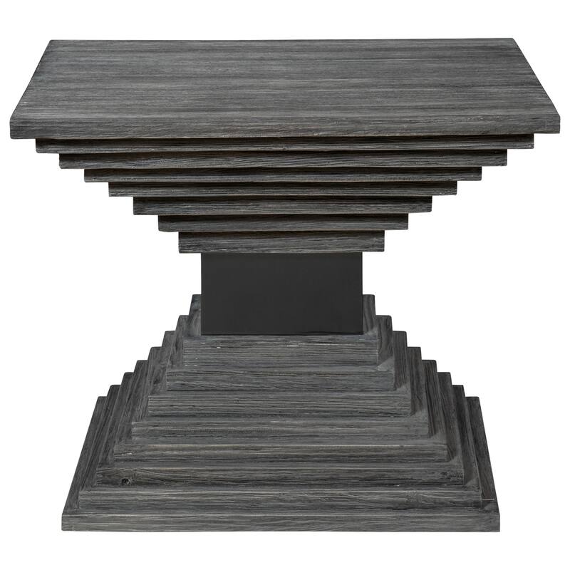 Geometric Wooden Side Accent Table - 22" - Gray