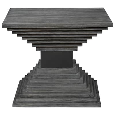 Geometric Wooden Side Accent Table - 22" - Gray