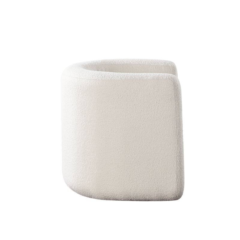 Contemporary Accent Chair, Extra Soft Ivory Boucle, 35 Inch