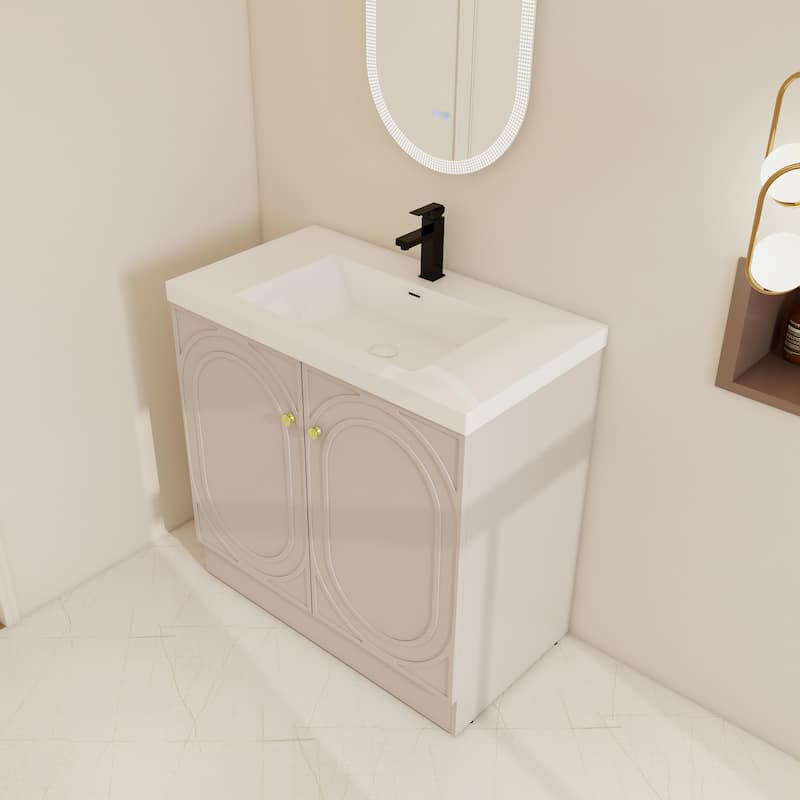 BNK 24/30/36 inch Freestanding Single Sink Bathroom Vanity with Soft Close Door and Adjustable Shelf