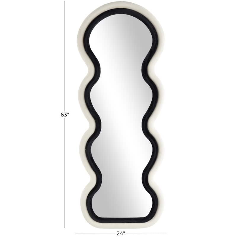 Velvet Abstract Wavy Wall Mirror with Layered Frame - Black - Roche River Decor