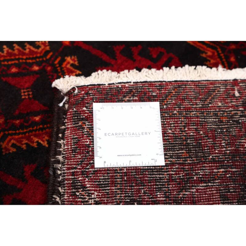 ECARPETGALLERY Hand-knotted Teimani Black, Red Wool Rug - 3'3 x 7'1