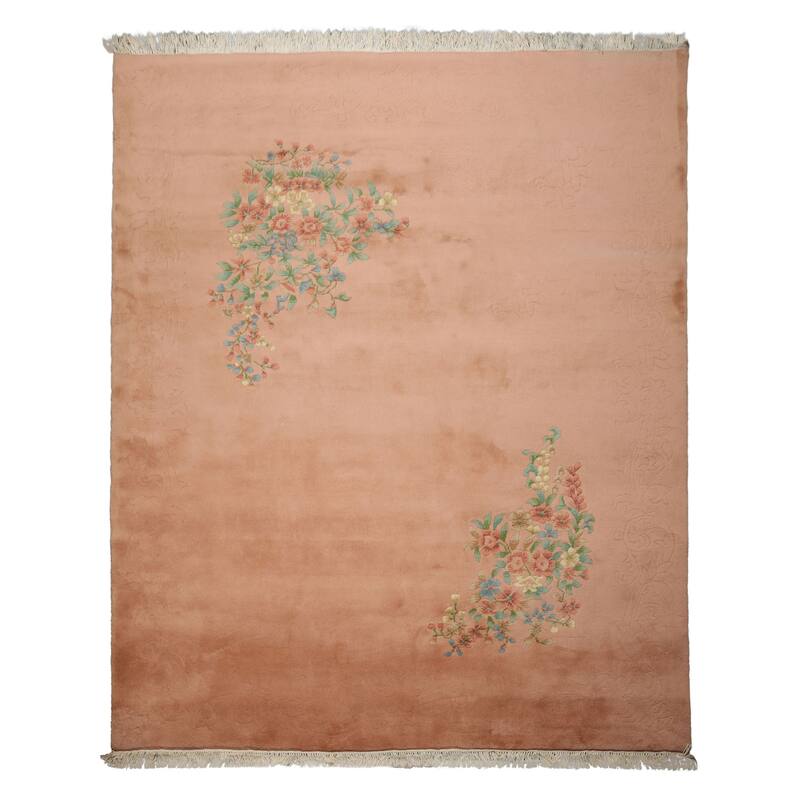 8x10 Hand Knotted Wool Rose French Aubusson Savonnerie Plush Pile Rug - 8' x 10' - 8'  x 10'