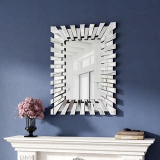 Rectangle Accent Wall Mirror Sunburst Silver Decor