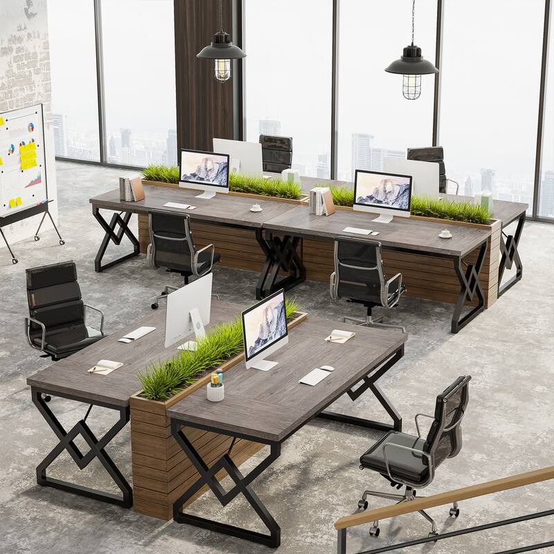63-inch Executive Desk with Metal Frame, Modern Office Computer Desk for Home Office